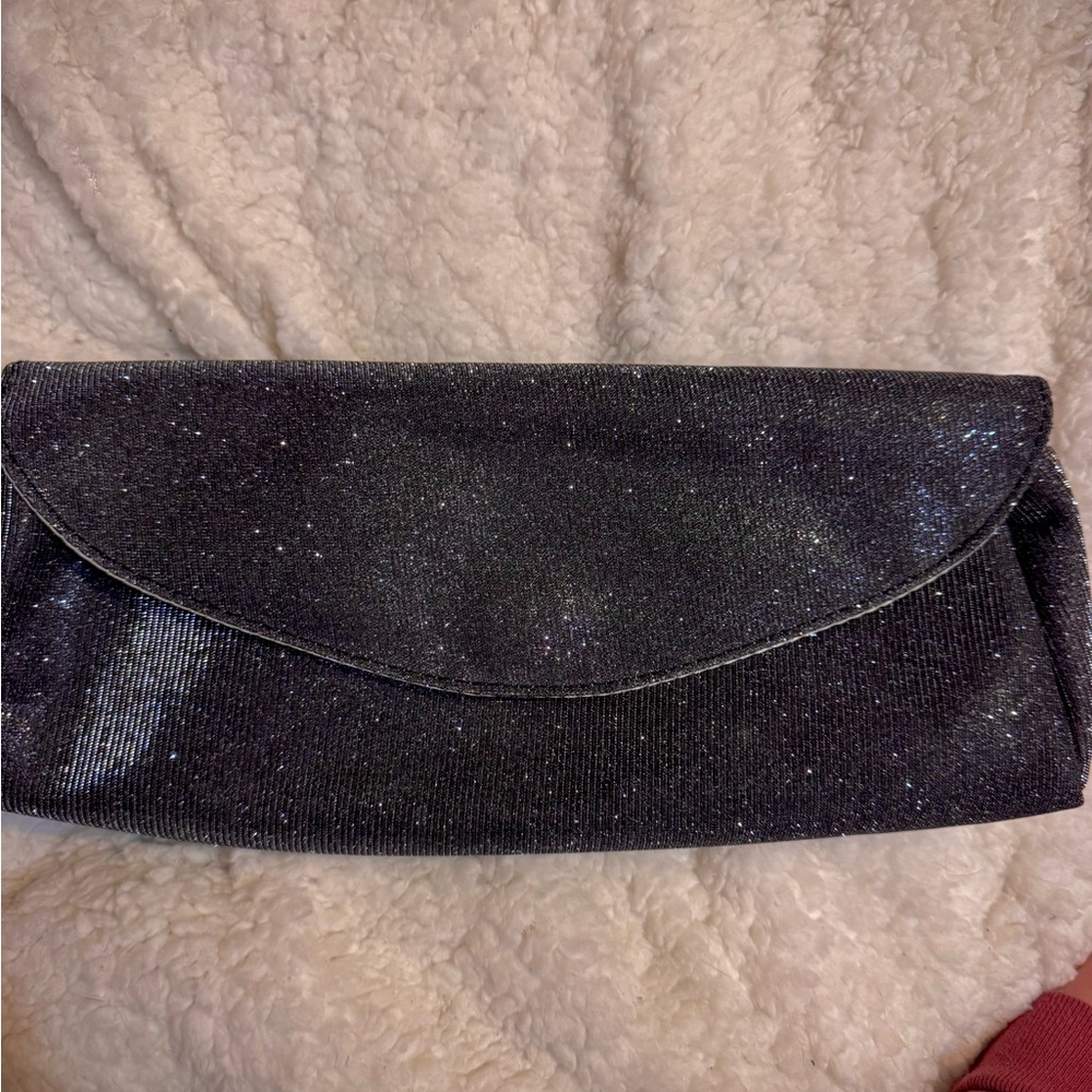 Elegant Black Glitter Clutch